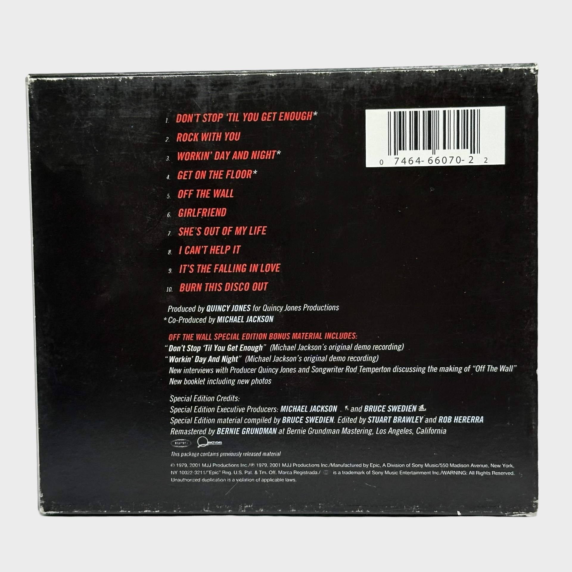 Michael Jackson 'Off The Wall' Special Edition CD (USA) – Michael