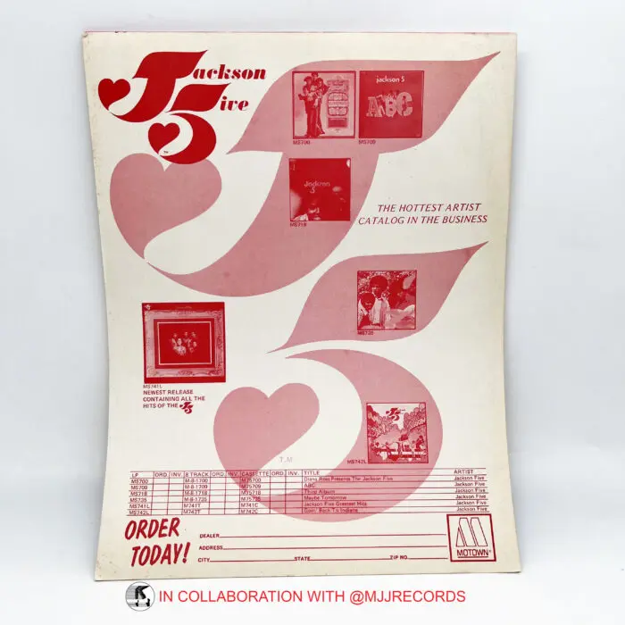 Jackson Five promo order sheet Motown