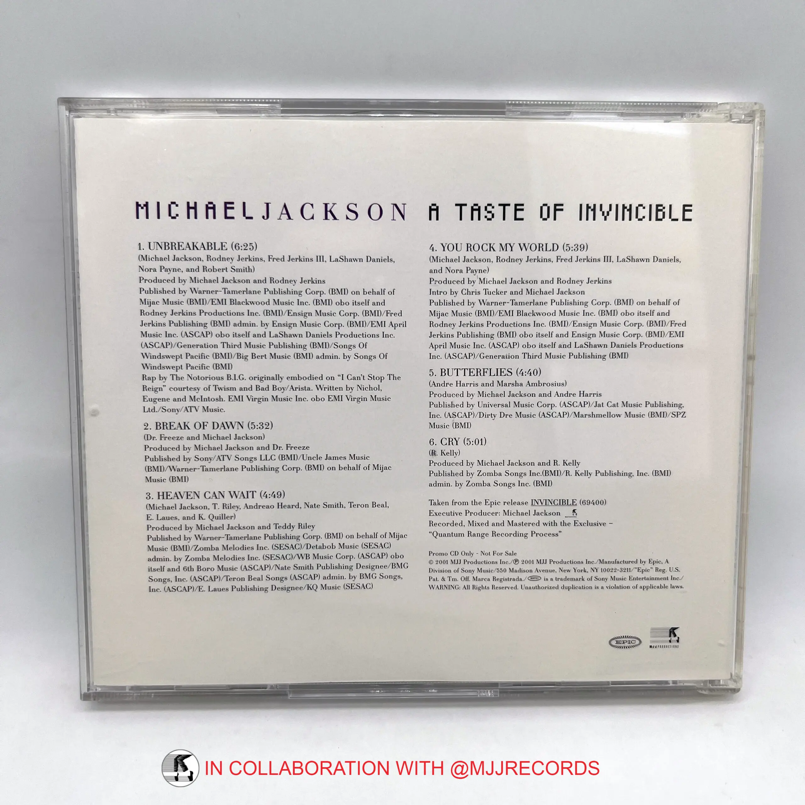 Michael Jackson ‘A TASTE OF INVINCIBLE’ Promo CD (USA) - Image 4
