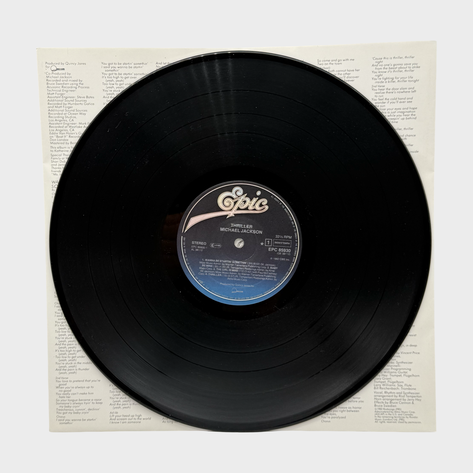 Michael Jackson 'Thriller' LP Record (EURO) – Michael Jackson Market