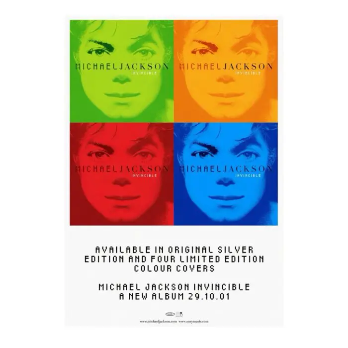 Michael Jackson Invincible UK Promo Poster 30” x 20”