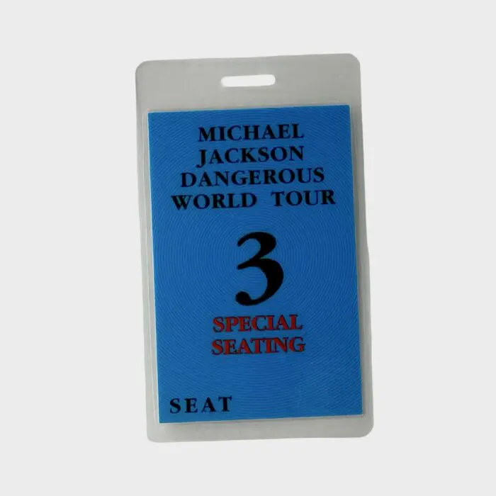 Michael Jackson Dangerous Tour Laminated Pass Special Seating # 3