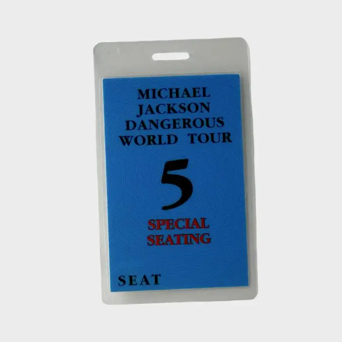 Michael Jackson Dangerous Tour Laminated Pass Special Seating # 5