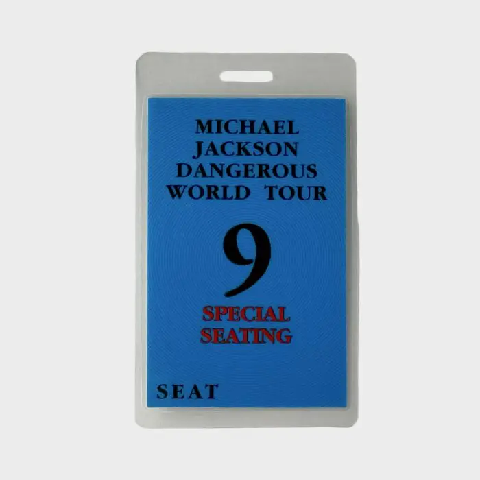 Michael Jackson Dangerous Tour Laminated Pass Special Seating # 9