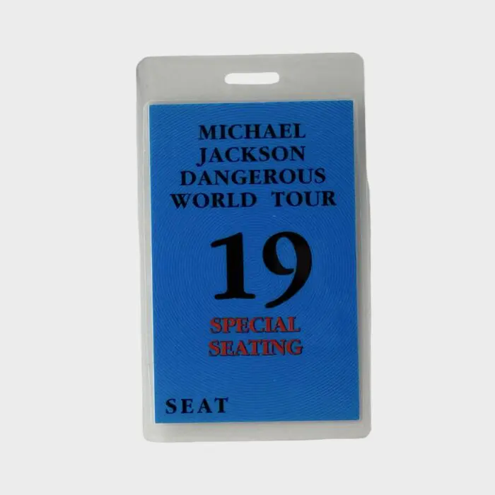 Michael Jackson Dangerous Tour Laminated Pass Special Seating # 19