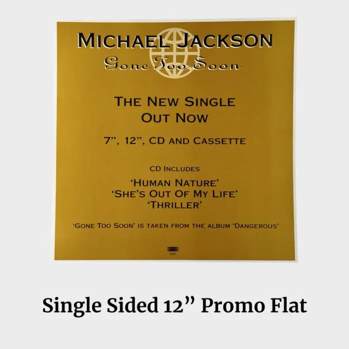 Michael Jackson Gone Too Soon Single-Sided Promo 12" Record Store Flat Poster