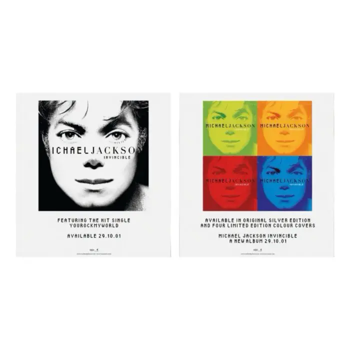 Michael Jackson Invincible Double-Sided Promo 12" Record Store Flat Poster