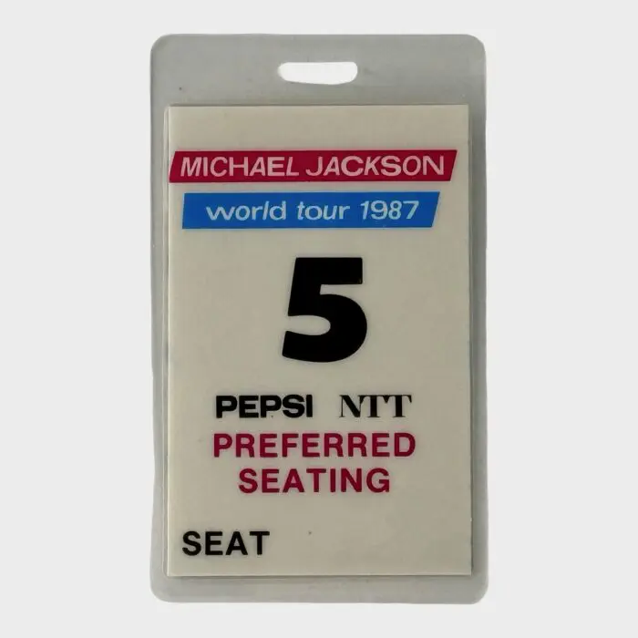 Michael Jackson BAD Tour Laminated Preferred Seating Pass # 5