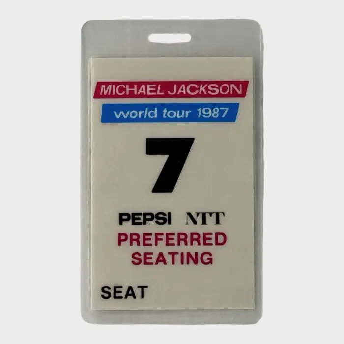 Michael Jackson BAD Tour Laminated Preferred Seating Pass # 7