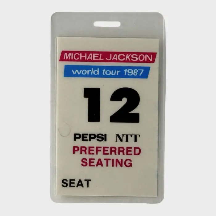 Michael Jackson BAD Tour Laminated Preferred Seating Pass # 12