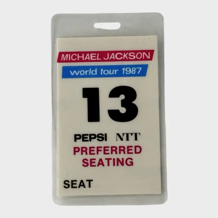 Michael Jackson BAD Tour Laminated Preferred Seating Pass # 13