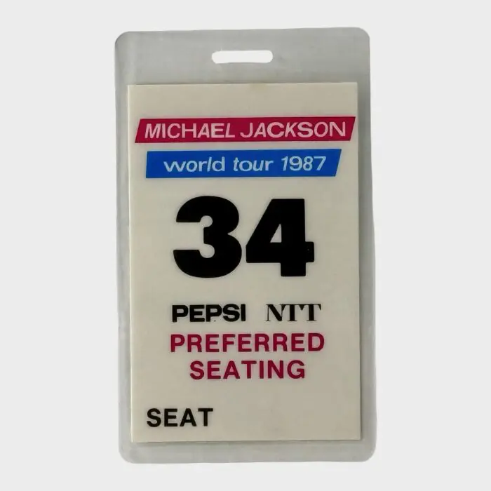 Michael Jackson BAD Tour Laminated Preferred Seating Pass # 34