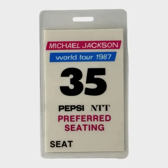 Michael Jackson BAD Tour Laminated Preferred Seating Pass # 35
