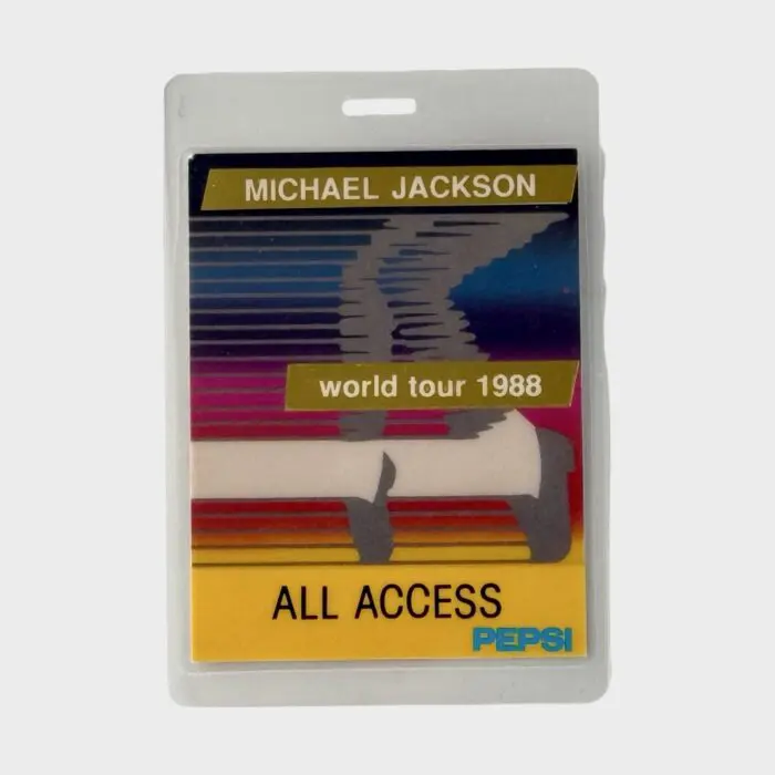 Michael Jackson BAD Tour Laminated All Access Backstage Pass Gold