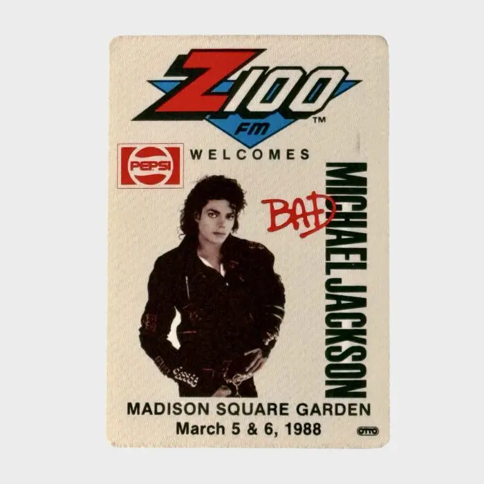 Michael Jackson BAD Tour Cloth Backstage Pass Z100 Madison Square Garden