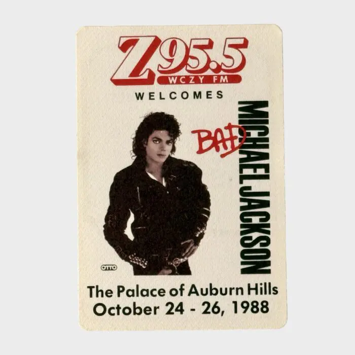 Michael Jackson BAD Tour Cloth Backstage Pass Z 95.5 Auburn Hills