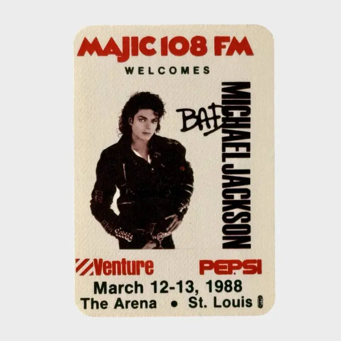 Michael Jackson BAD Tour Cloth Backstage Pass MAJIC 108 St. Louis