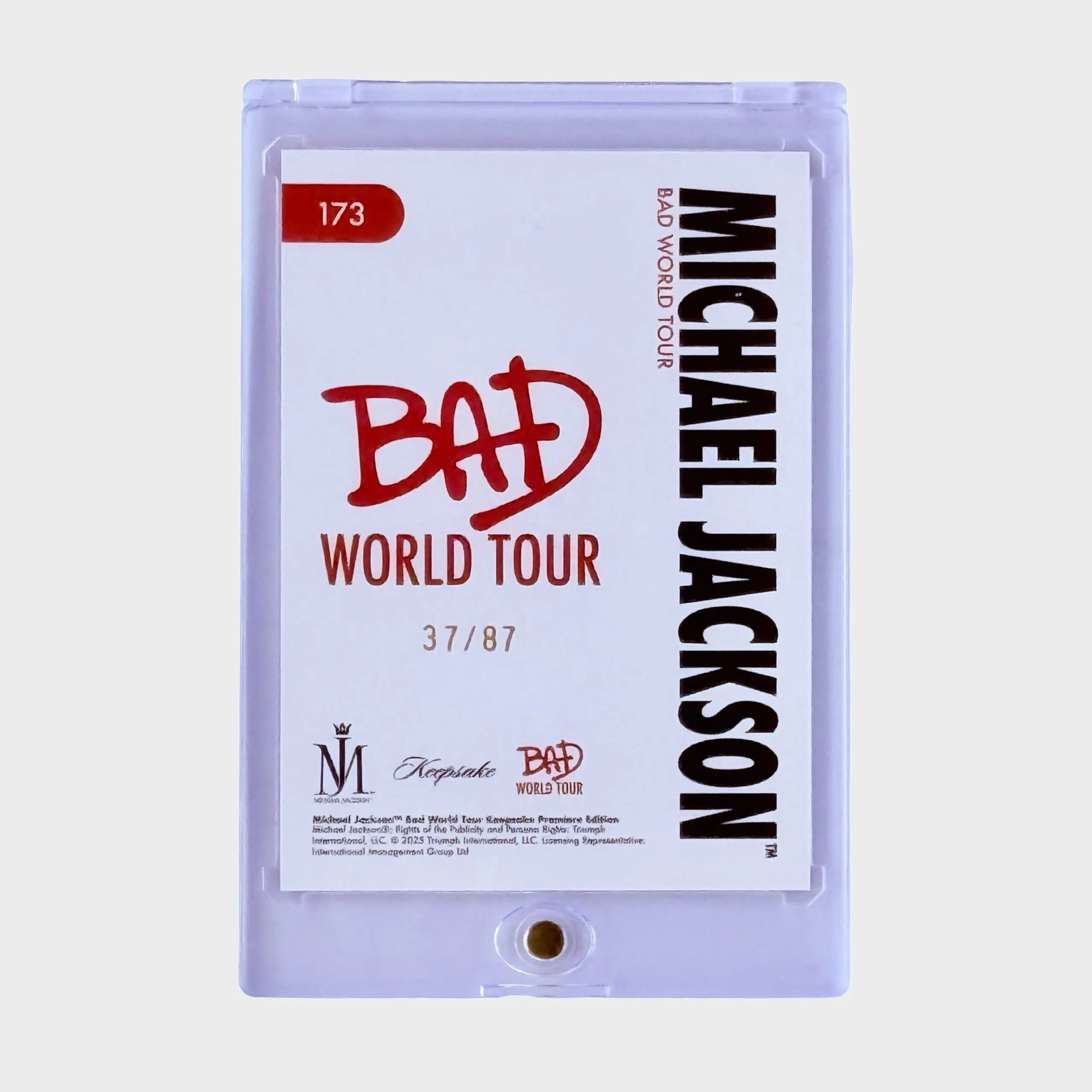 Michael Jackson BAD Tour Keepsake Trading Card Postcard # 173 Red