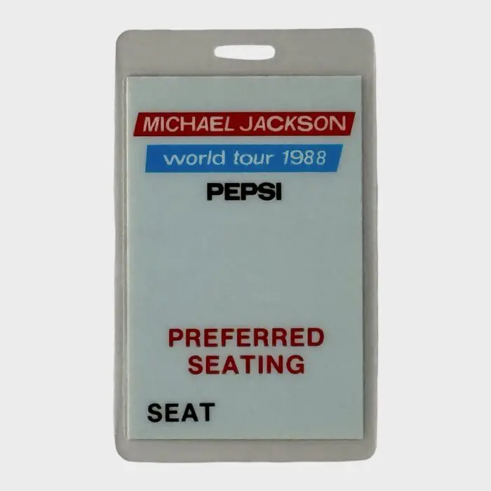 Michael Jackson Dangerous Tour Laminated Pass Preferred Seating