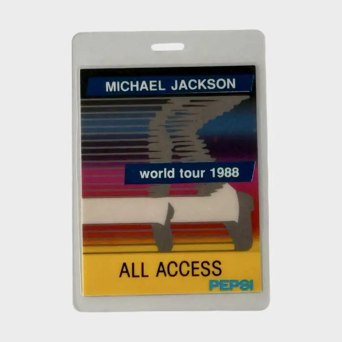 Michael Jackson BAD Tour Laminated All Access Backstage Pass Blue