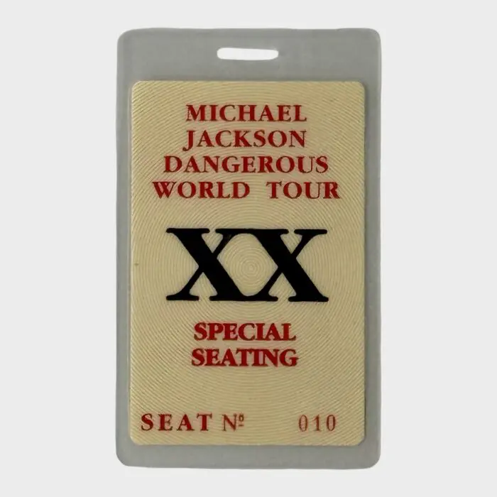Michael Jackson Dangerous Tour Laminated Pass Special Seating # 10