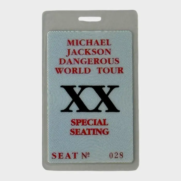 Michael Jackson Dangerous Tour Laminated Pass Special Seating # 28