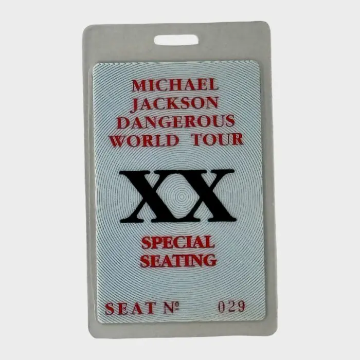 Michael Jackson Dangerous Tour Laminated Pass Special Seating # 29