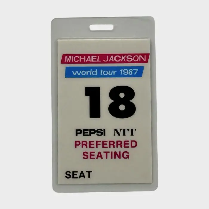Michael Jackson BAD Tour Laminated Preferred Seating Pass # 18