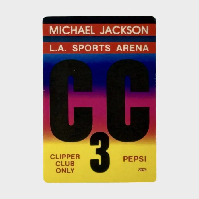 Michael Jackson BAD Tour Cloth Backstage Pass L.A. Sports Arena Clipper Club 3