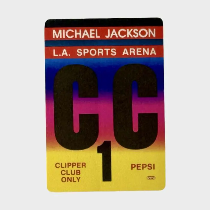 Michael Jackson BAD Tour Cloth Backstage Pass L.A. Sports Arena Clipper Club 1