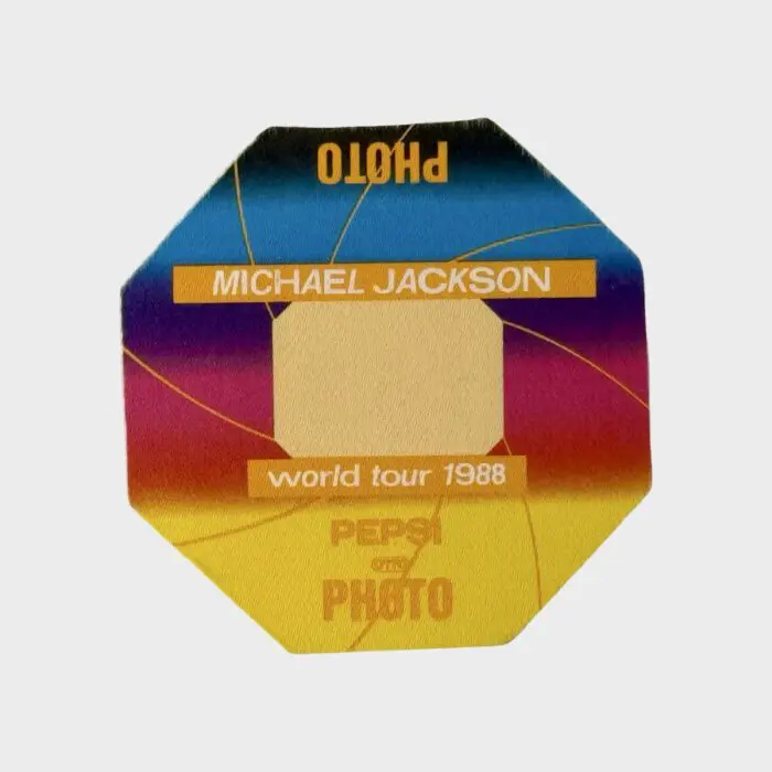 Michael Jackson BAD Tour Cloth Backstage Pass Photo