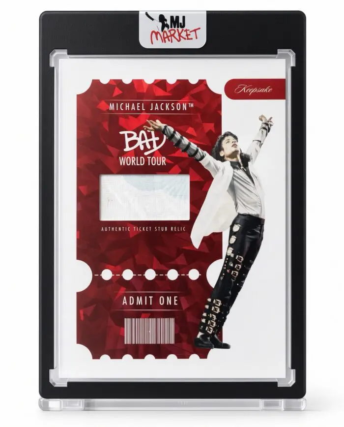 Michael Jackson Bad World Tour Keepsake  #285 Ticket Relic 74/87 Red Cracked Ice