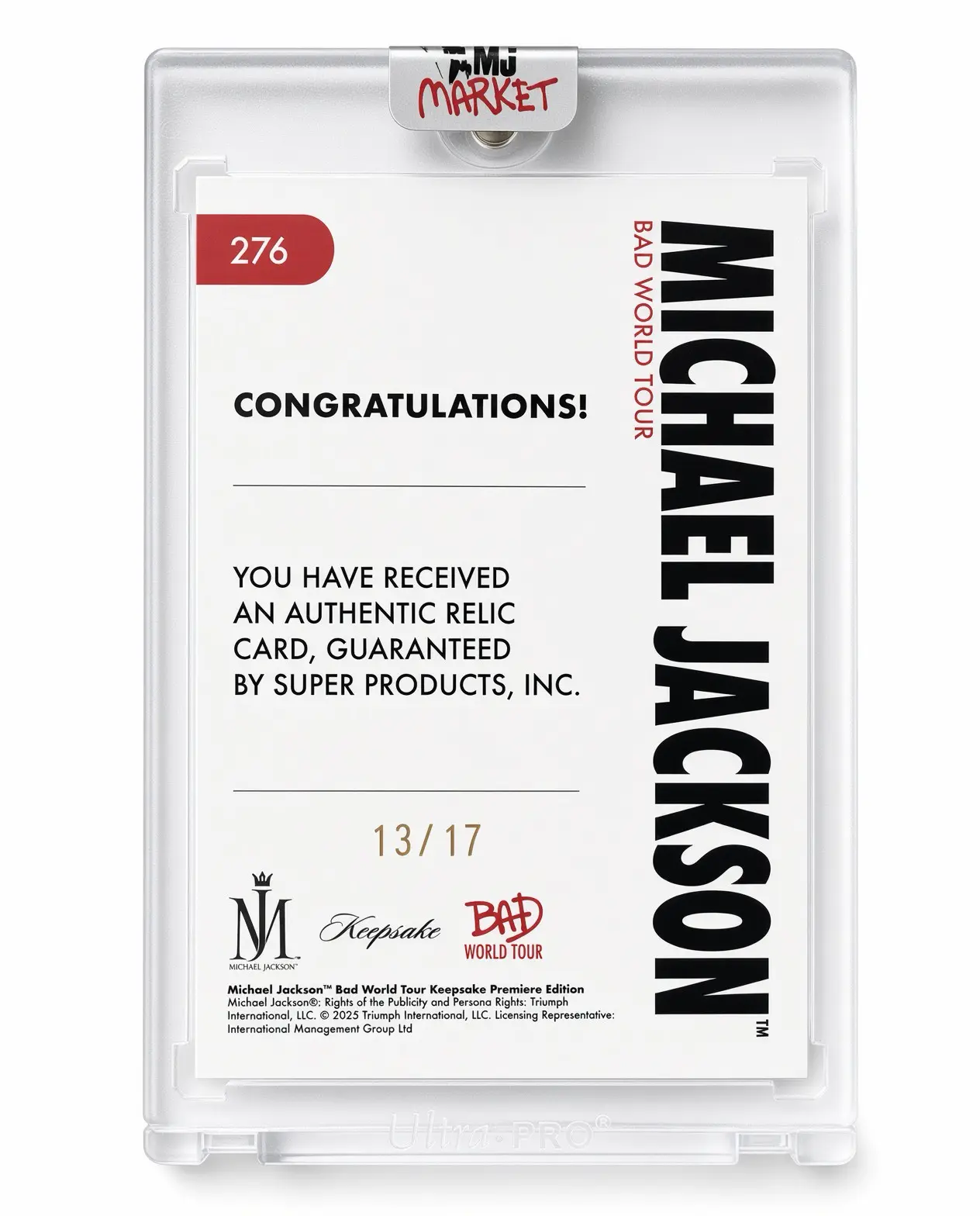 Michael Jackson Bad World Tour Keepsake #276 Poster Relic 13/17 Gold Foil - Image 2