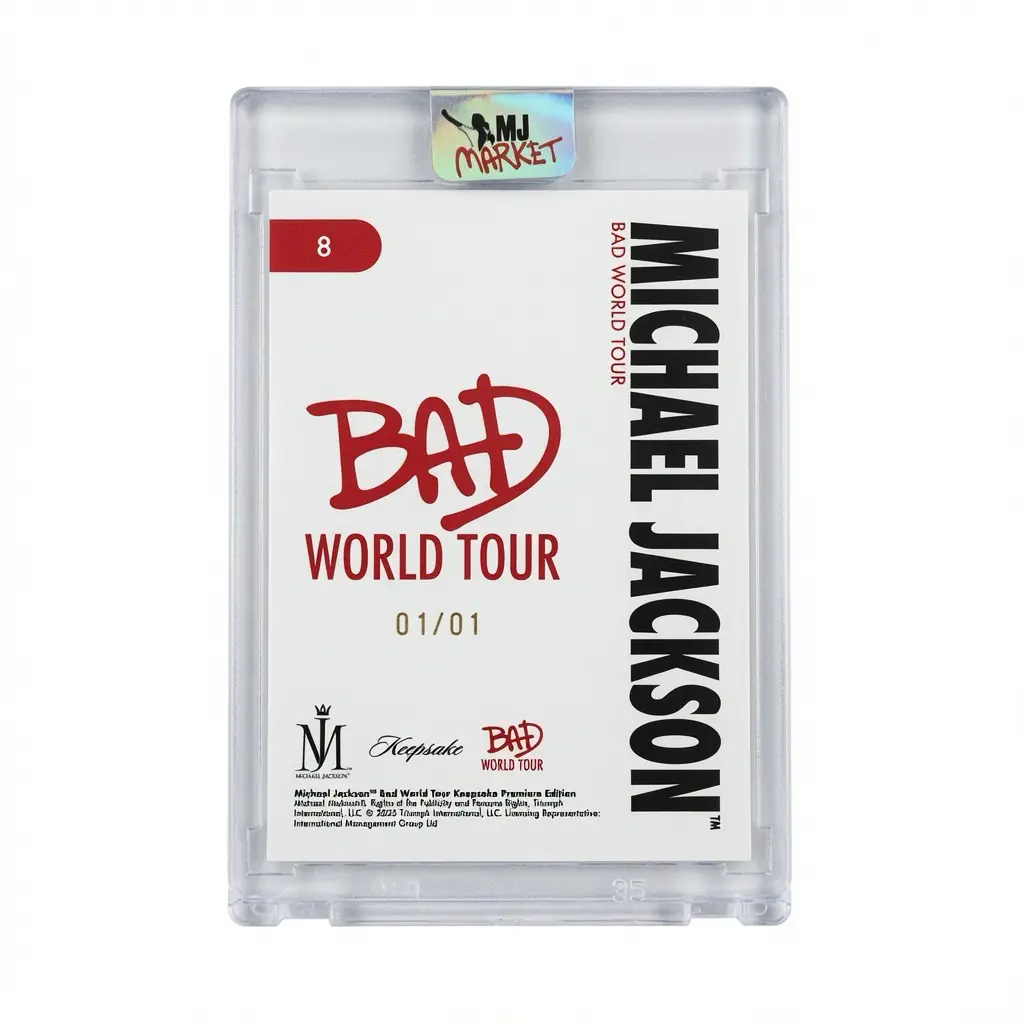 Michael Jackson BAD Keepsake Trading Card #8 Base | Red 01/01 - Image 2