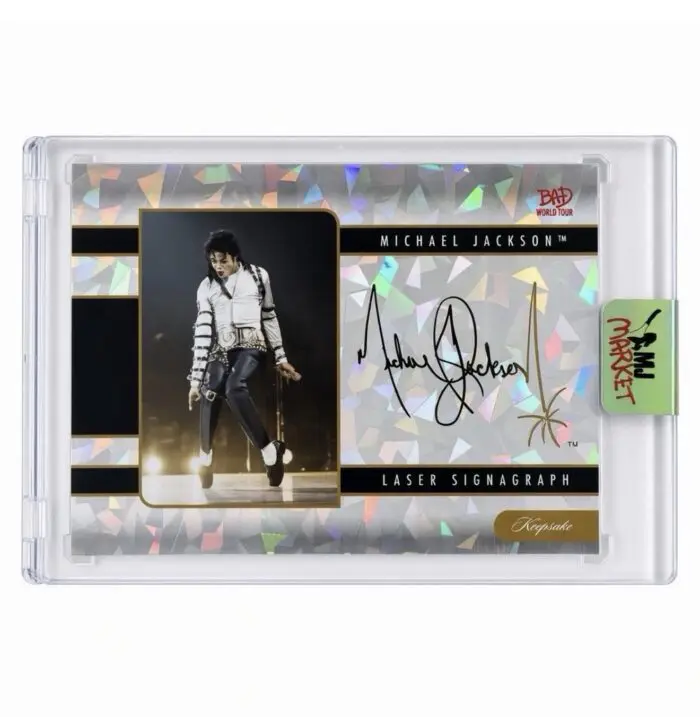 Michael Jackson BAD Keepsake Trading Card #131 Laser Signagraph | Gold Cracked Ice 02/17 BETA