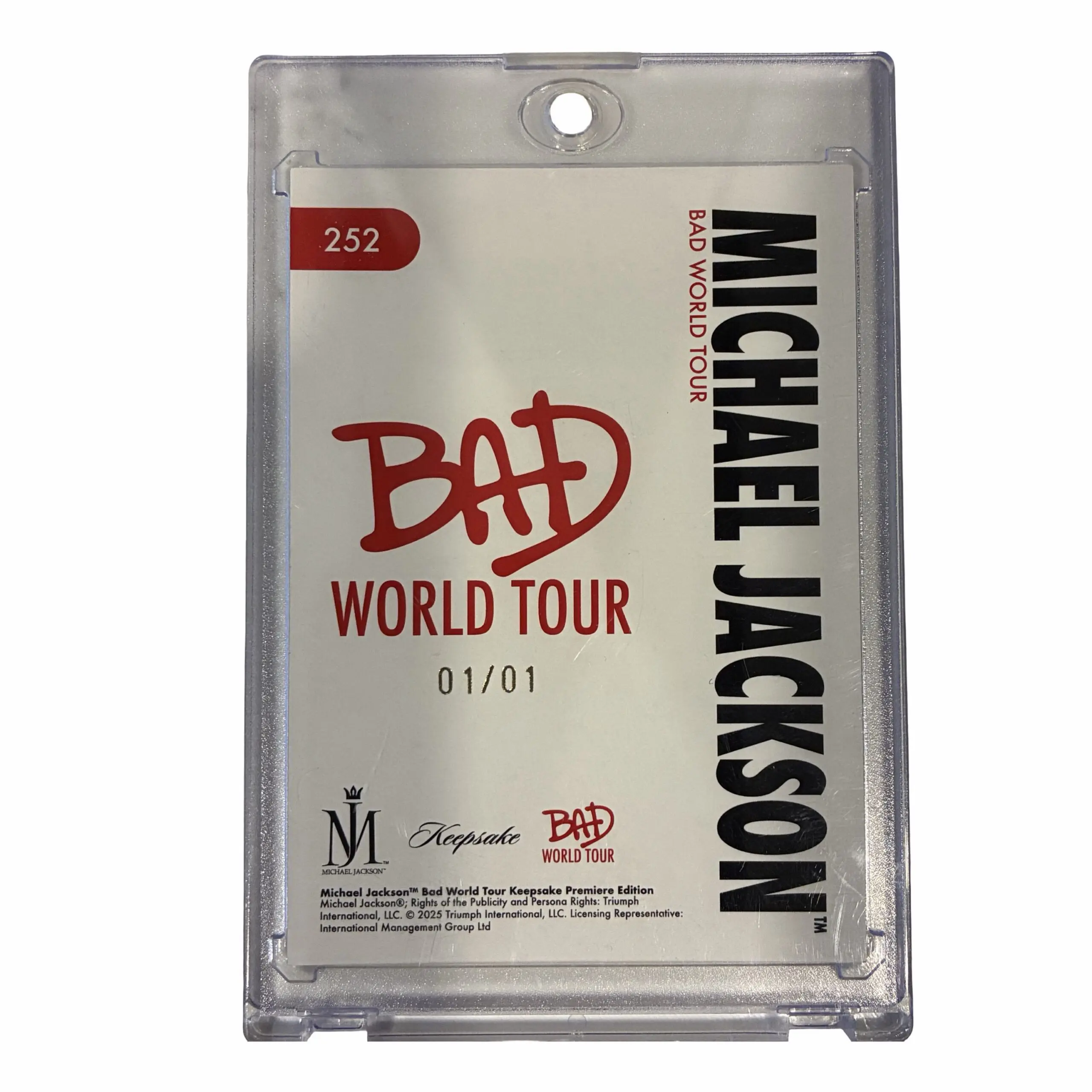 Michael Jackson BAD Keepsake Trading Card #252 FIRE | Gold Foil 01/01 - Image 2