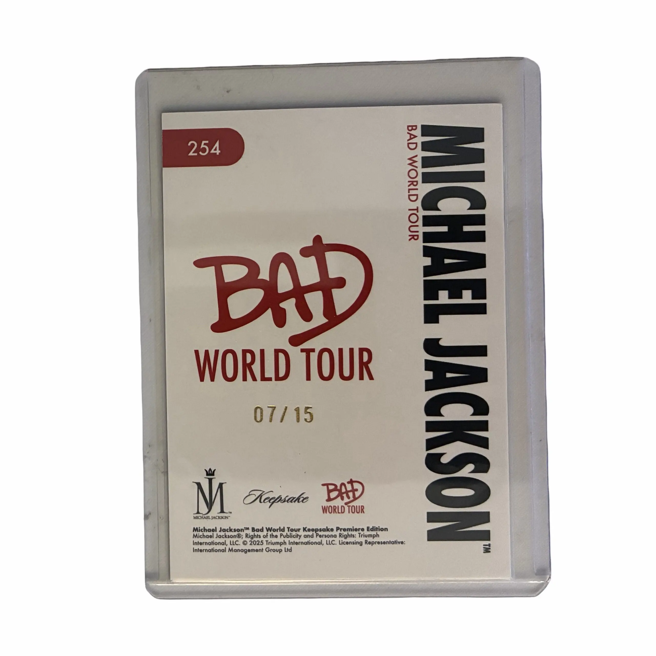Michael Jackson BAD Tour Keepsake Trading Card #254 | Headlines | Hologram 07/15 - Image 2