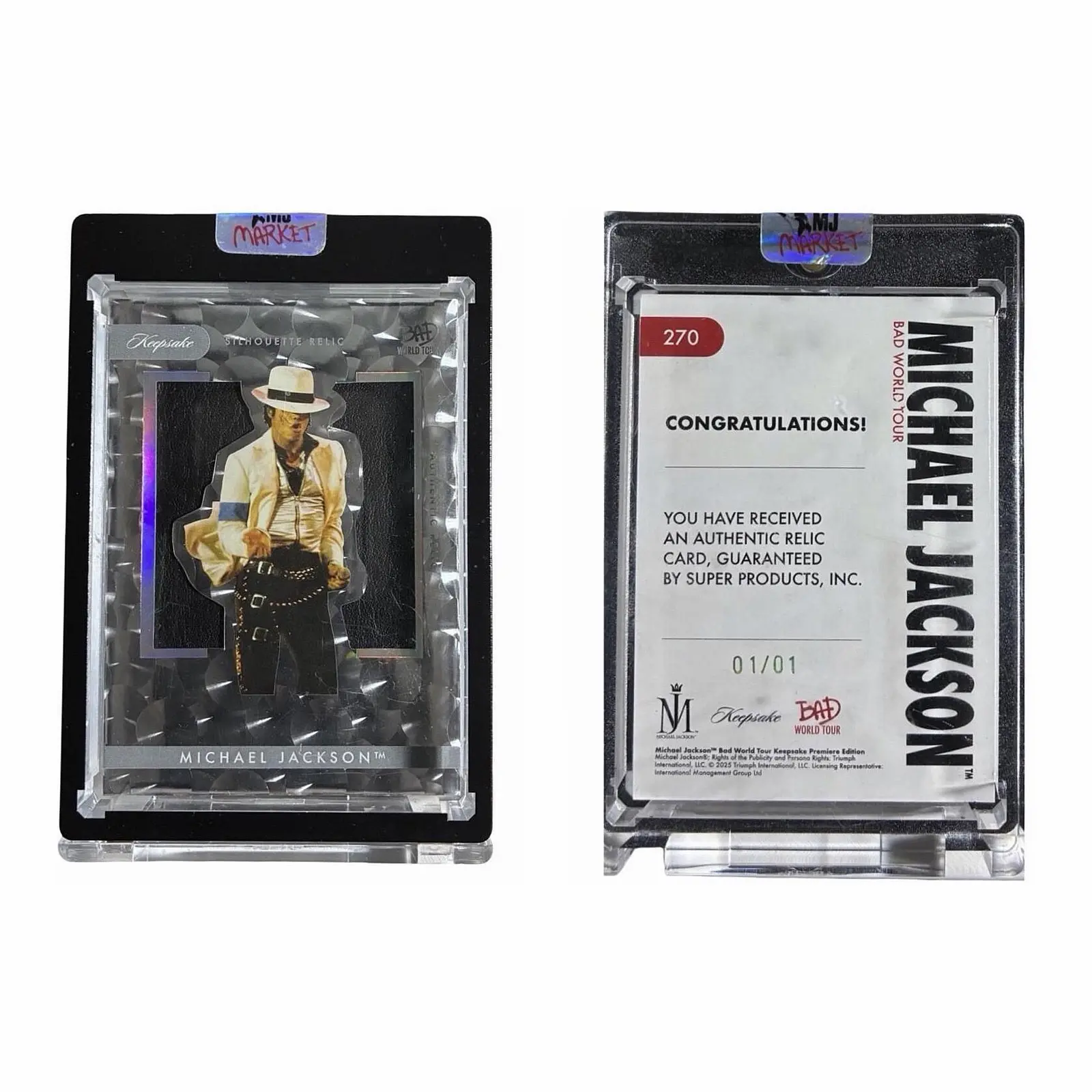 Michael Jackson Bad Tour Keepsake # 270 Silhouette Jacket Relic 01/01 Cracked Ice ONE OF ONE
