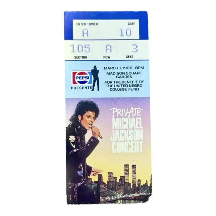 Michael Jackson UNCF Private BAD Tour Concert Ticket Stub