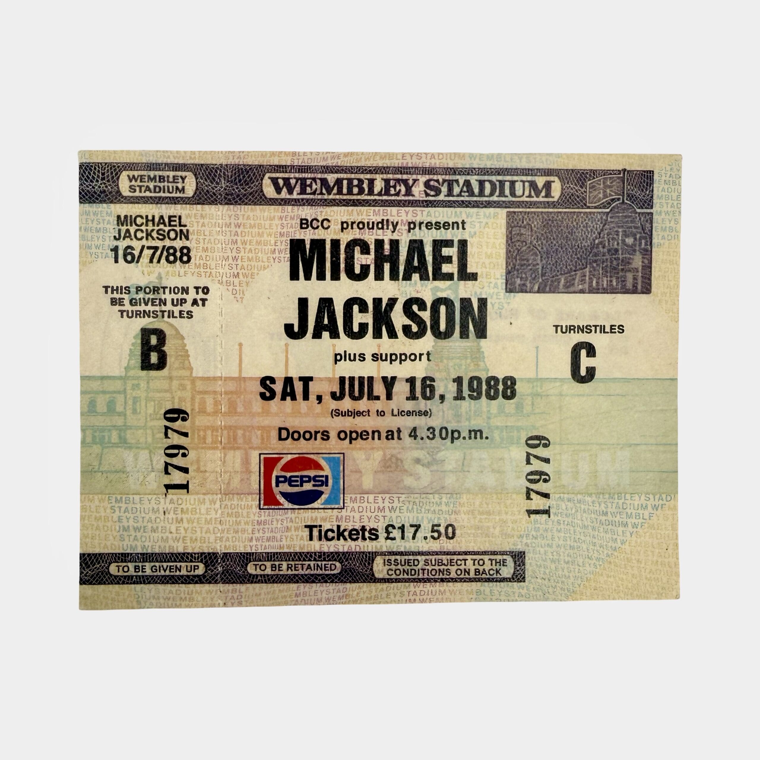 Michael Jackson BAD Tour Replica Wembley Ticket – Michael Jackson