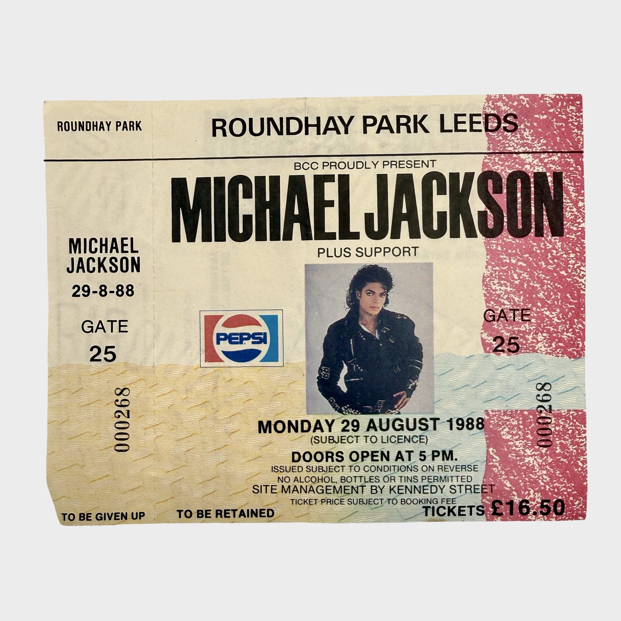 Michael Jackson BAD Tour Ticket Leeds Birthday Concert – Michael