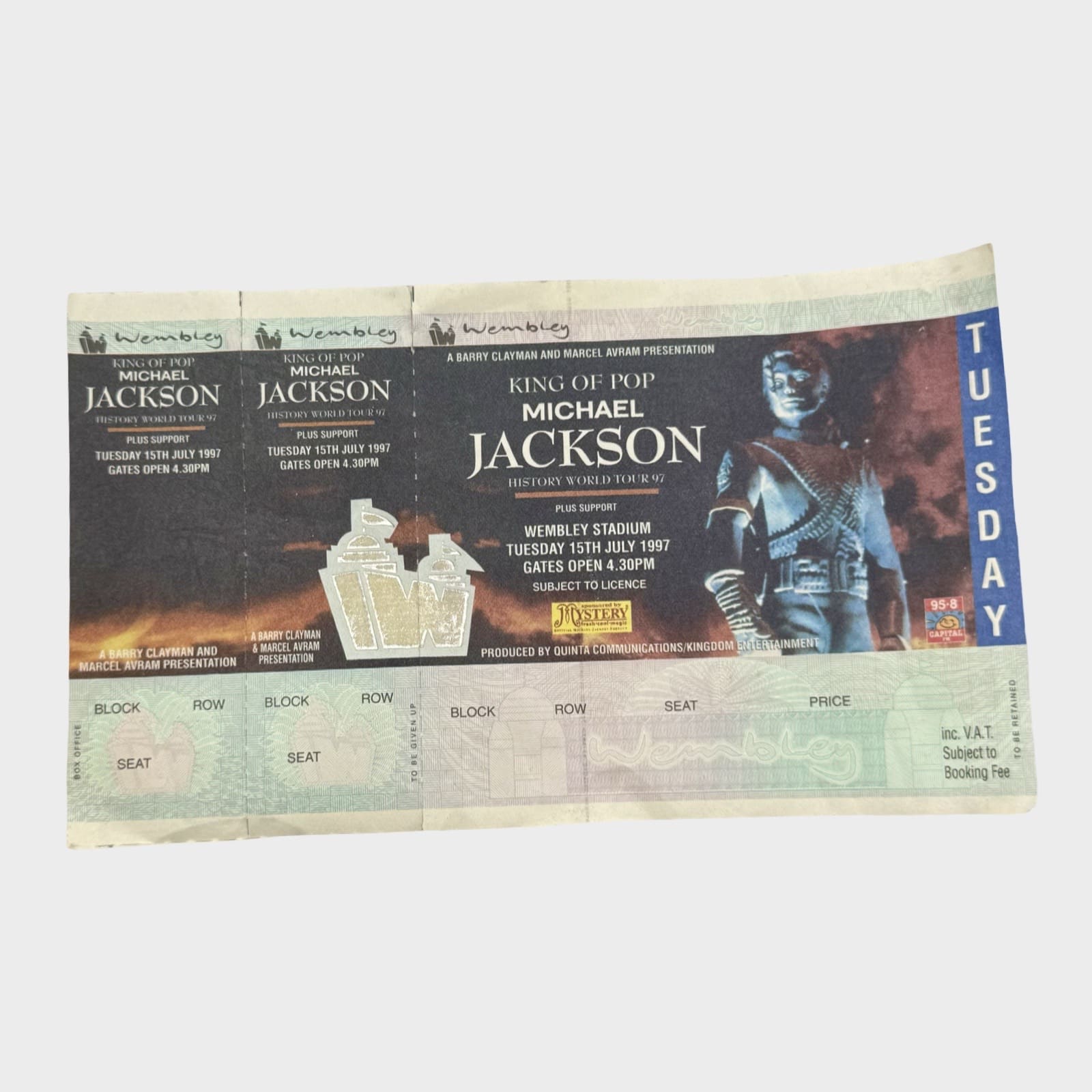 Michael Jackson HIStory World Tour Wembley London Unused Ticket