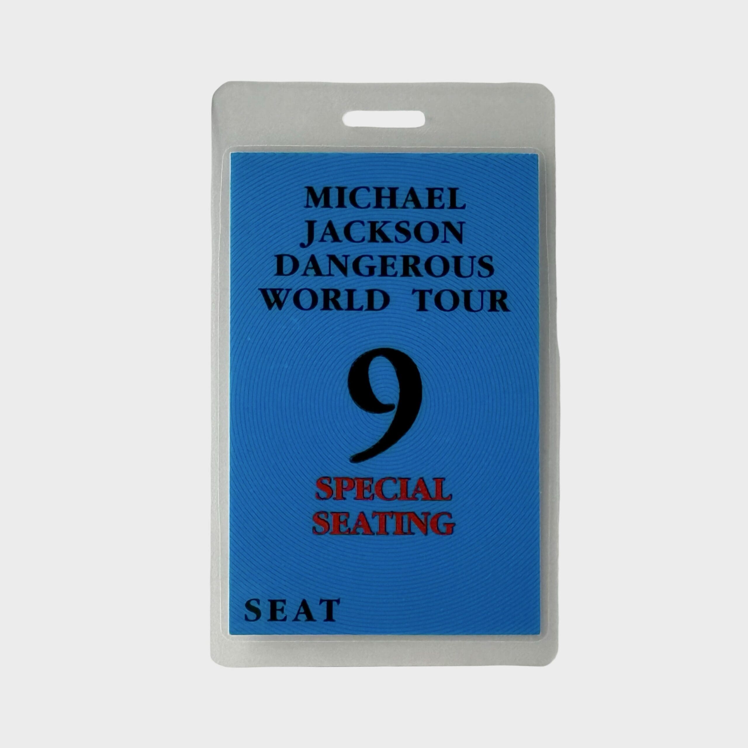 Michael Jackson Dangerous Tour Laminated Pass Special Seating # 9
