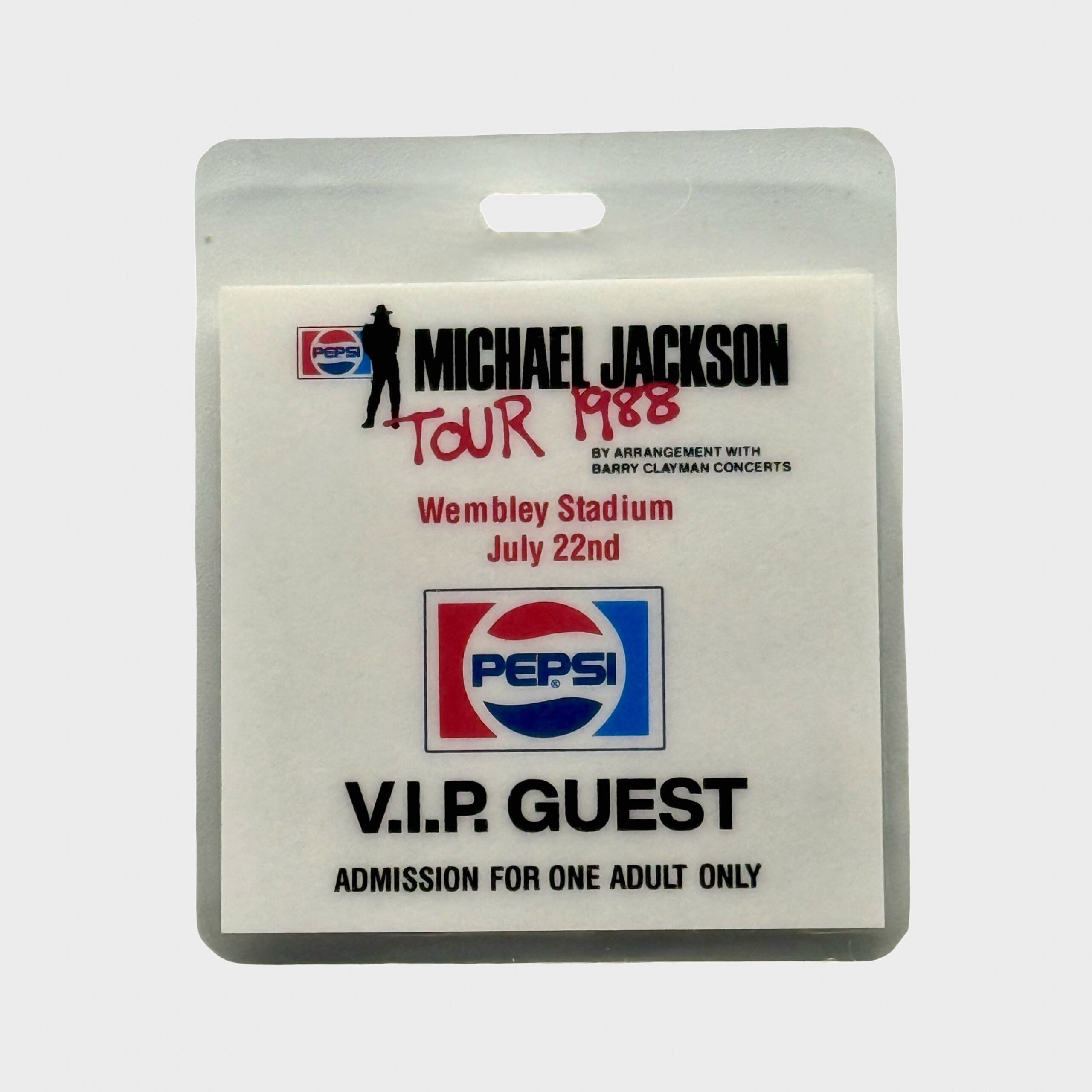 Michael Jackson BAD Tour Laminated VIP Guest Backstage Pass