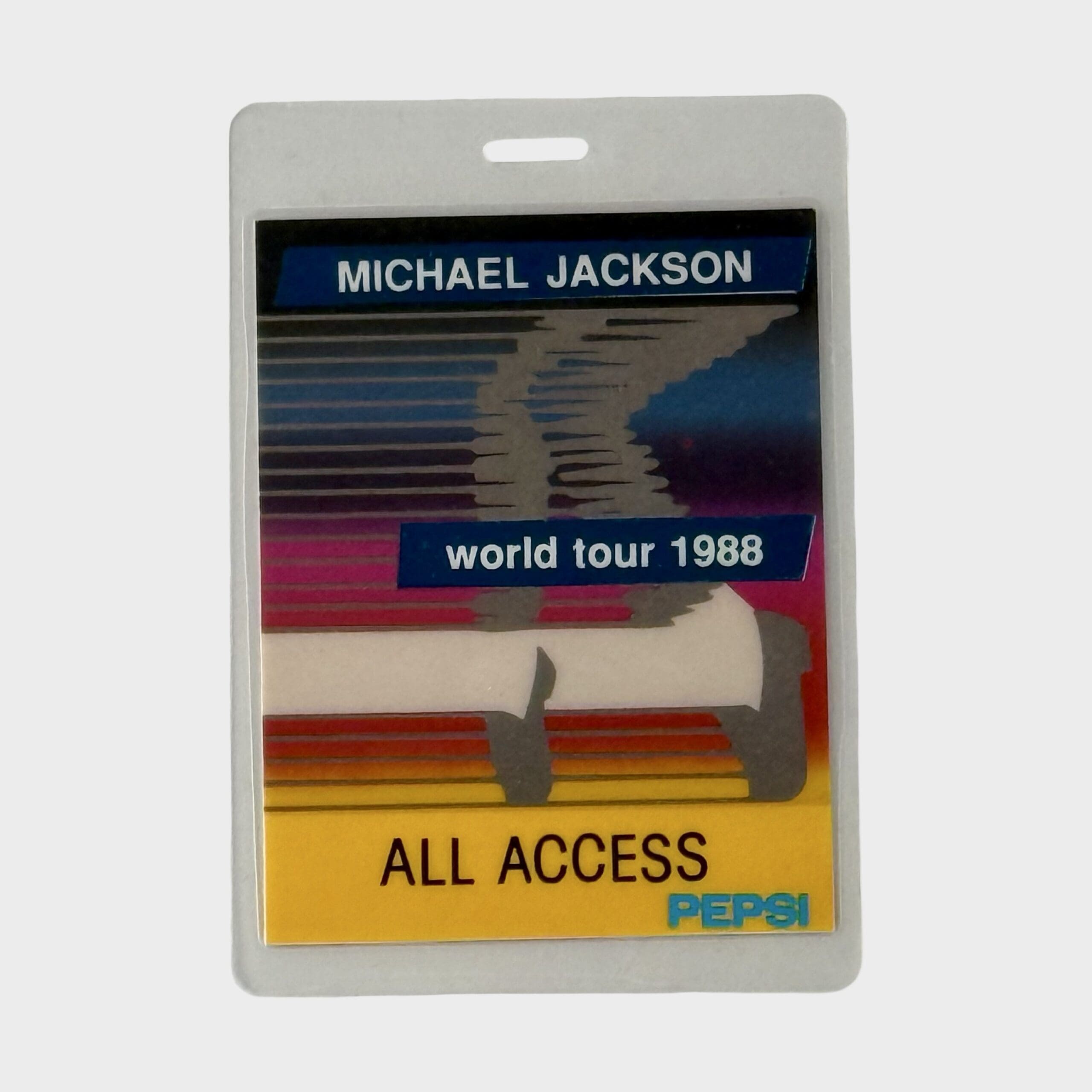 Michael Jackson BAD Tour Laminated All Access Backstage Pass Blue
