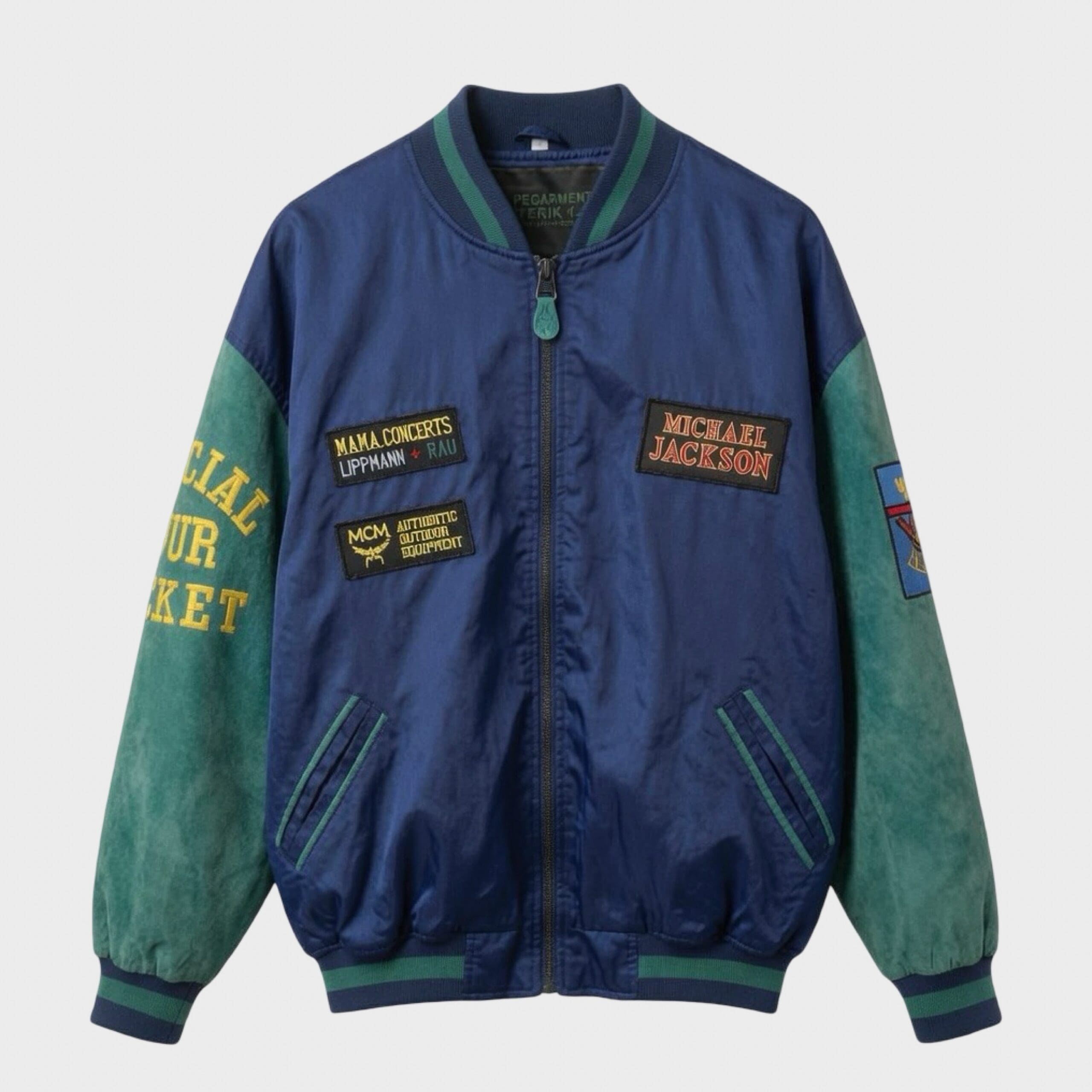 ジャンク　マイケルジャクソンネオンボード Michael Jackson Dangerous World Tour Green/Blue Crew Jacket